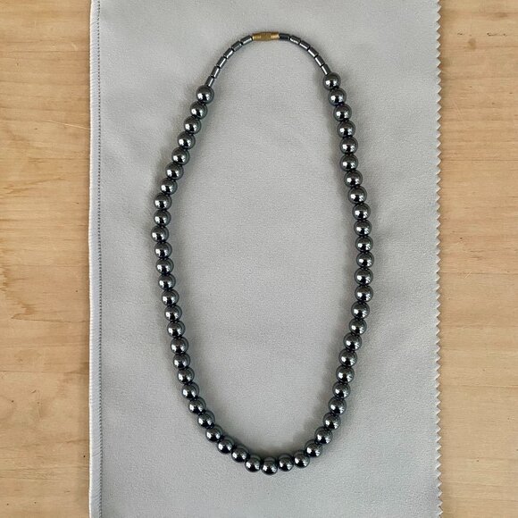 Hematite Bead Necklace, 18" - Picture 2 of 8